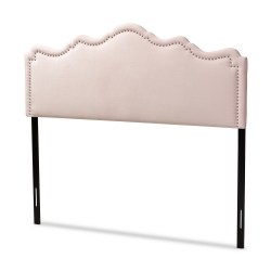 Baxton Studio Nadeen Modern and Contemporary Light Pink Velvet Fabric Upholstered Queen Size Headboard